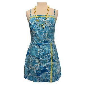 Lilly Pulitzer Blue and Yellow Floral Mini Dress